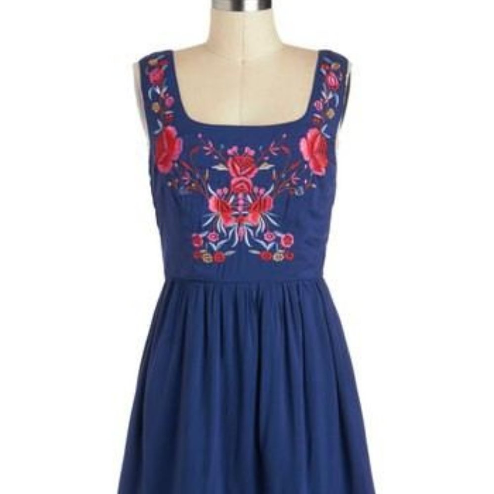ModCloth Sunny Girl Embroidered dress